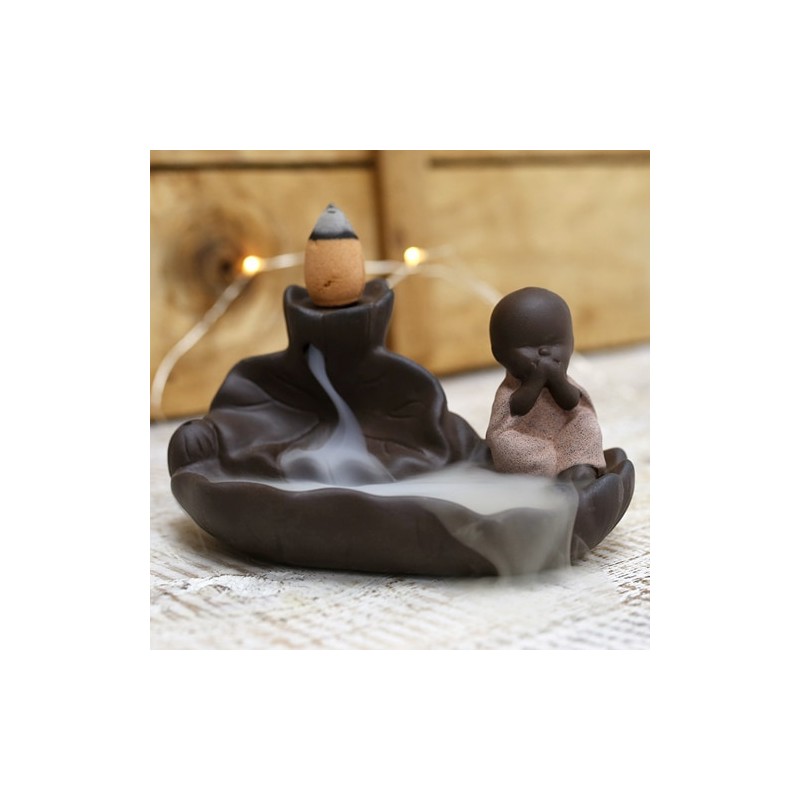 Quemador de incienso de reflujo fuente Monje Silencio