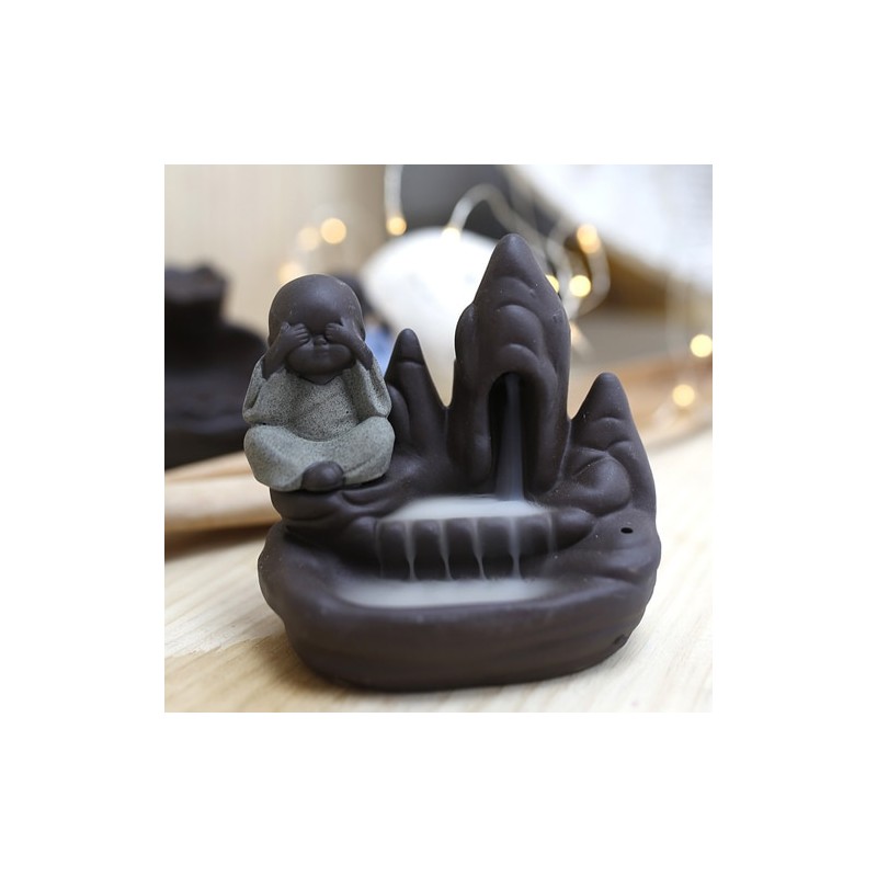 Quemador de incienso de reflujo fuente Monje Templo