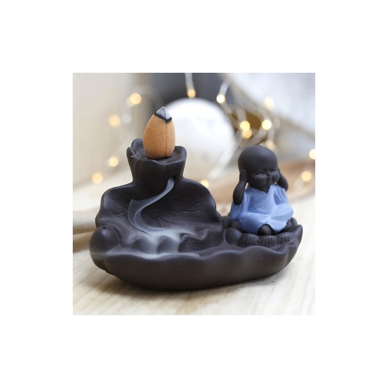 Quemador de incienso de reflujo fuente Monje