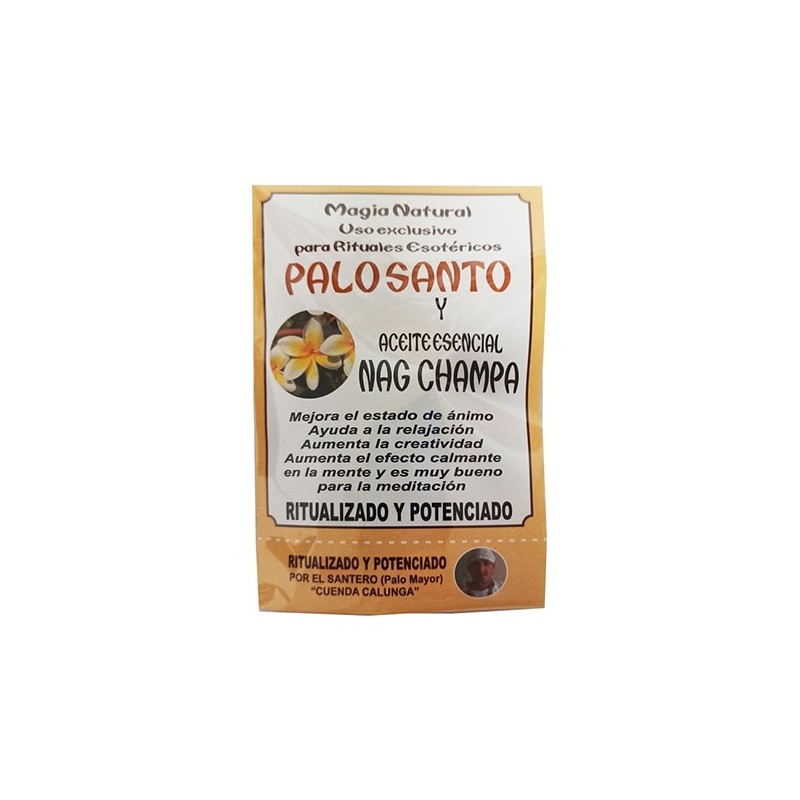 Palo Santo ritualizado con aceite esencial de Nag Champa
