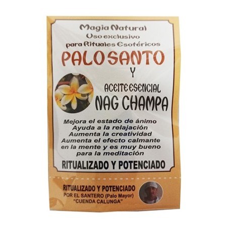 Palo Santo ritualizado con aceite esencial de Nag Champa