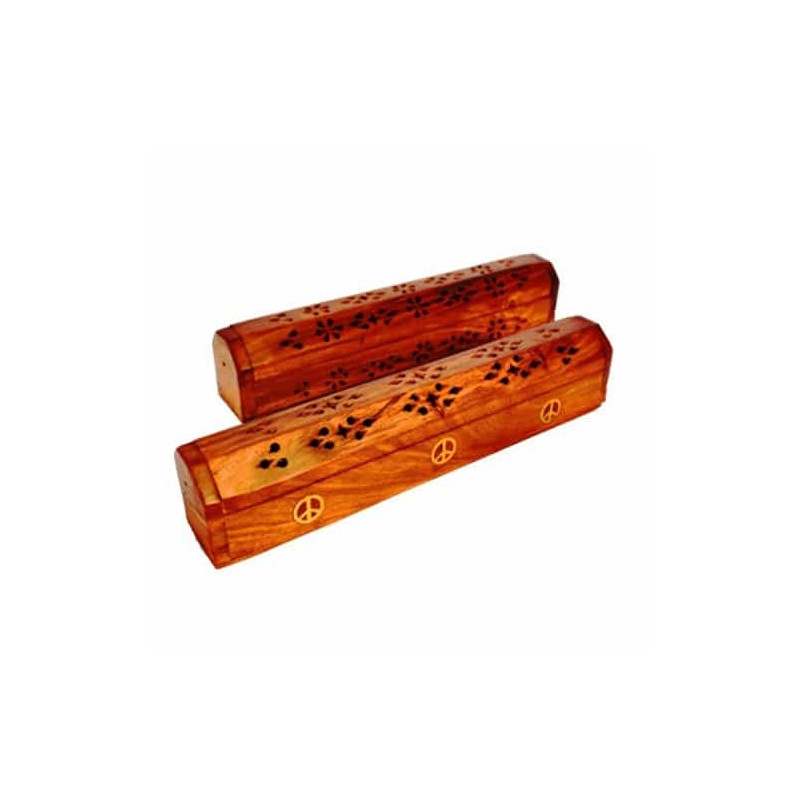 Portaincienso cofre de madera