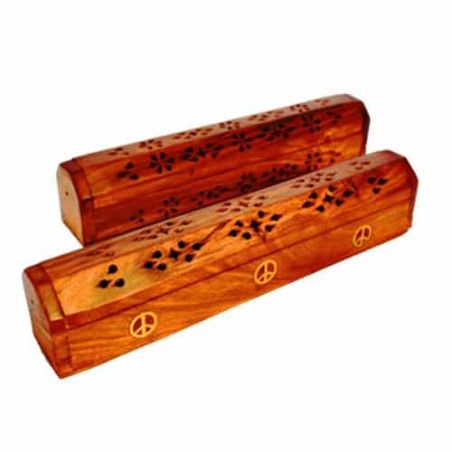 Portaincienso cofre de madera