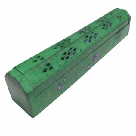 Portainciensos cofre de madera verde
