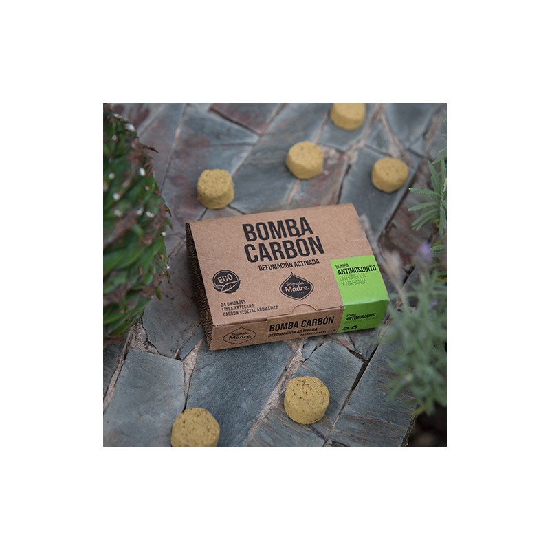 Bomba de carbón defumación activada Citronela - Naranja 24 Antimosquitos Sagrada Madre