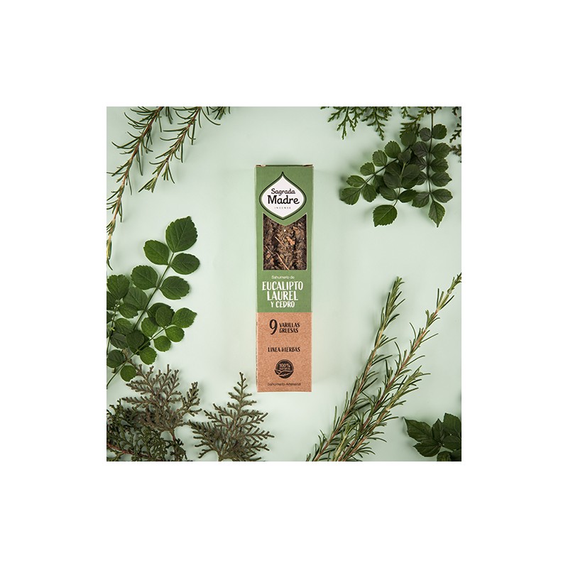 Incienso Hierbas Eucalipto, Laurel y Cedro Sagrada Madre