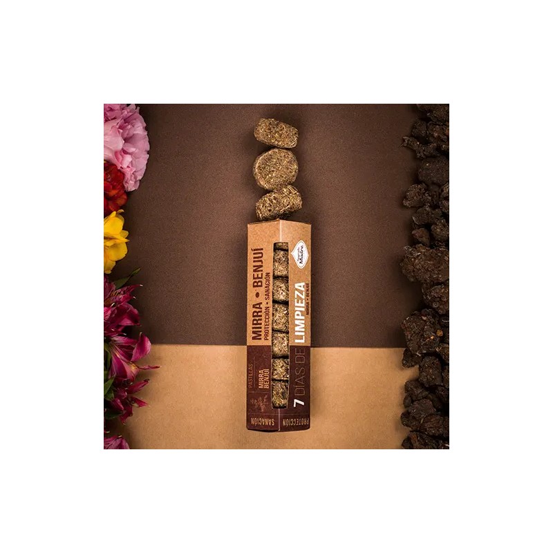 Pastilla defumación activada 7 Días de Limpieza Mirra Benjuí Sagrada Madre