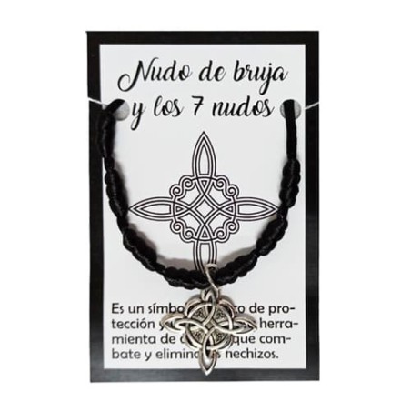 Pulsera Nudo de Bruja y 7 nudos negra