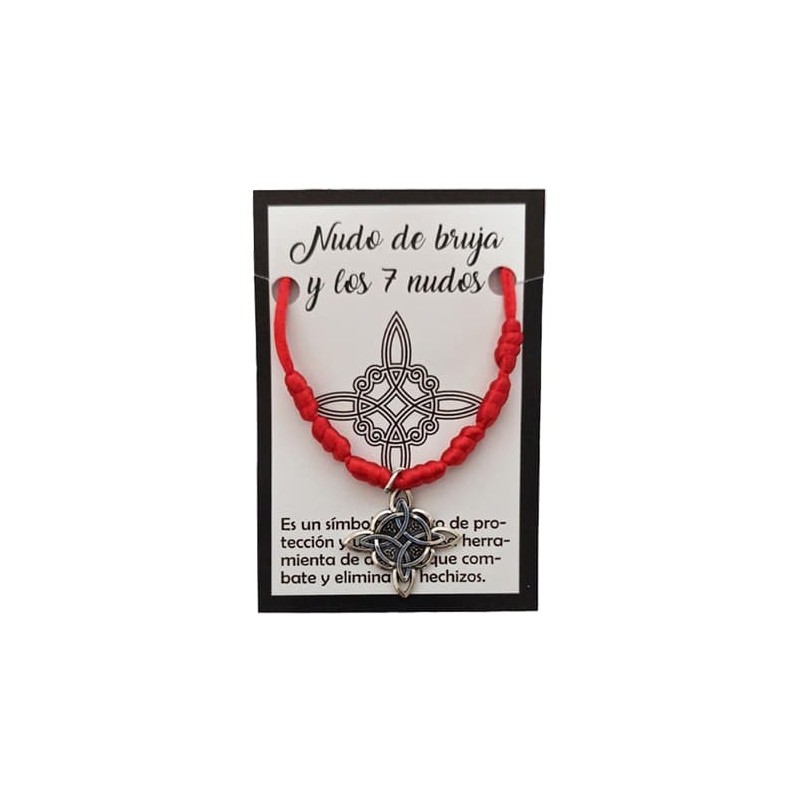 Pulsera Nudo de Bruja y 7 nudos roja