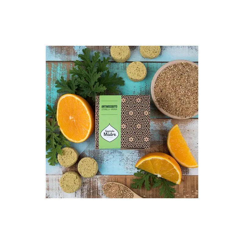 Bomba de carbón defumación activada Citronela y Naranja Antimosquitos X 12 Sagrada Madre