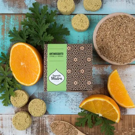 Bomba de carbón defumación activada Citronela y Naranja Antimosquitos X 12 Sagrada Madre