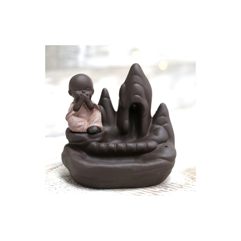 Quemador de incienso de reflujo fuente Monje Templo Silencio